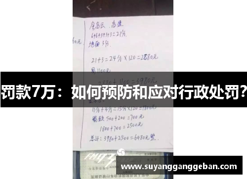 罚款7万：如何预防和应对行政处罚？