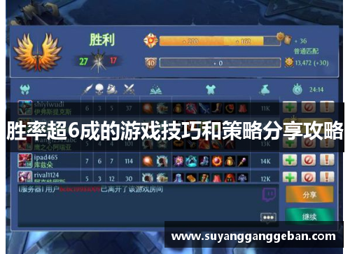 胜率超6成的游戏技巧和策略分享攻略
